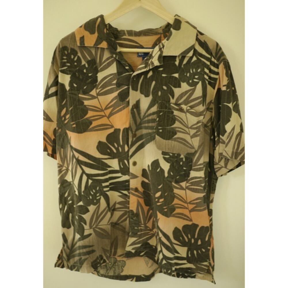 Caribbean Joe 100% Silk Casual Tropical Hawaiian Aloha Short Sleeve Shirt L 44"
